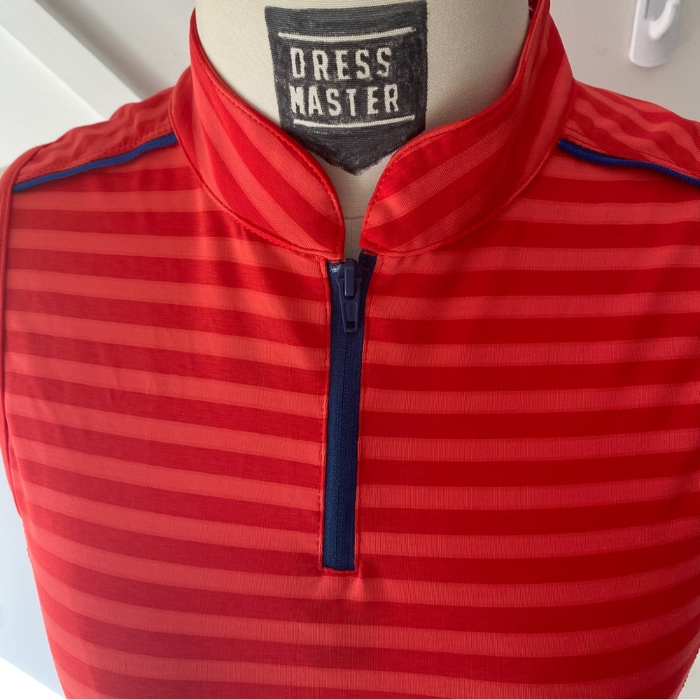 Lija NWT Red Orange Stripe Sleeveless Polo S | Tenniscore Golf Top | Preppy - Picture 4 of 13